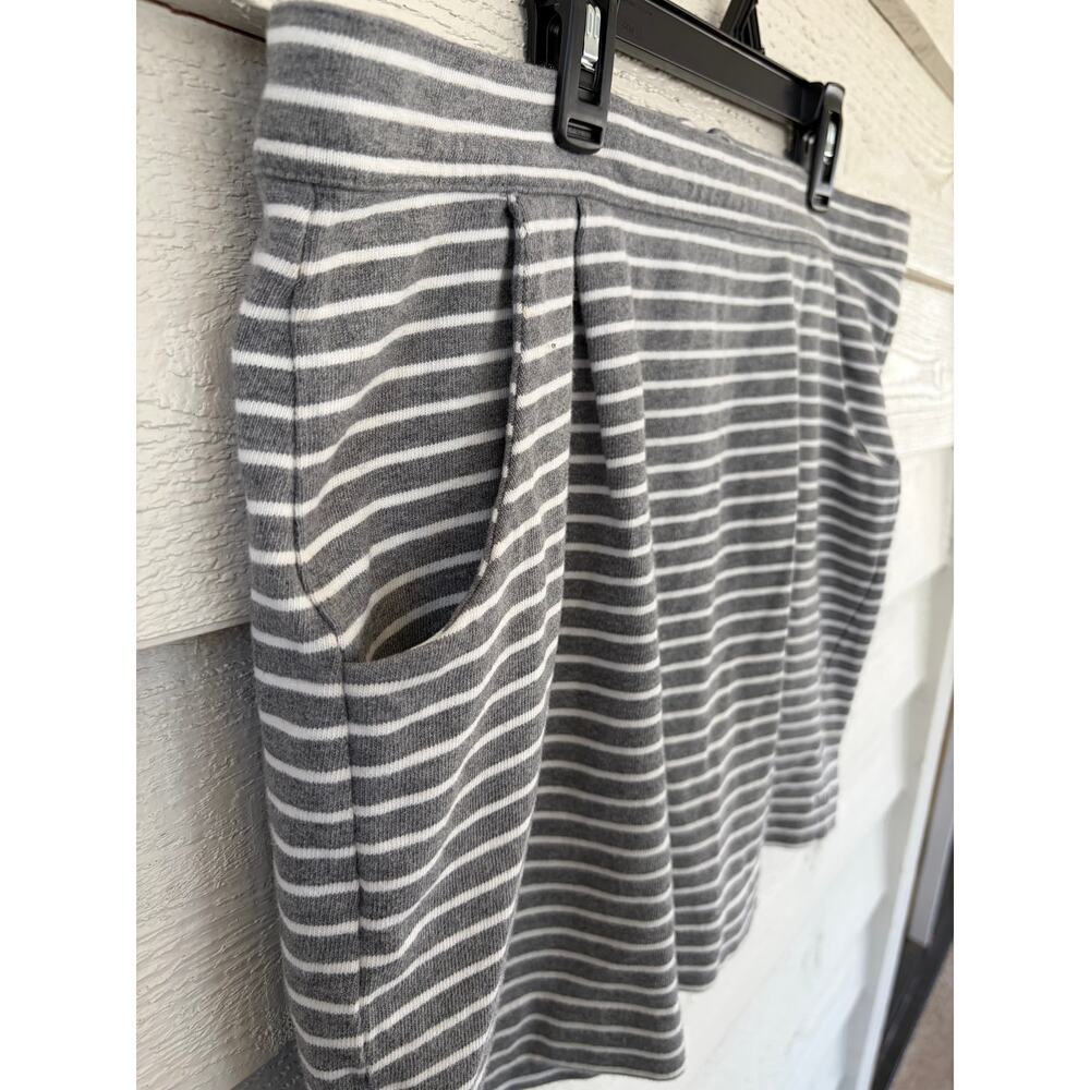 Gap Gray White Striped Cotton Mini Skirt Pockets Casual Skirt Size L - Picture 3 of 9